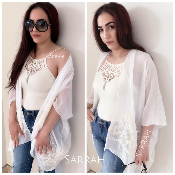 Restocked New Boho Floral Embroidered Kimono - Picture 4 of 8